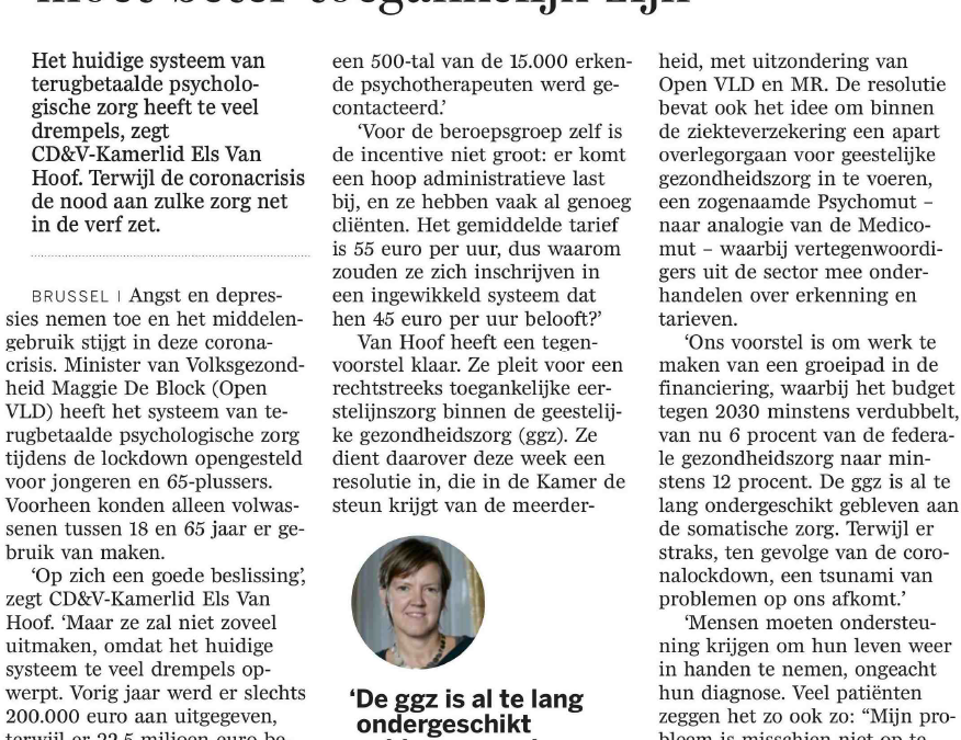 Commissie stemt voor vlottere terugbetaling psychologische zorg