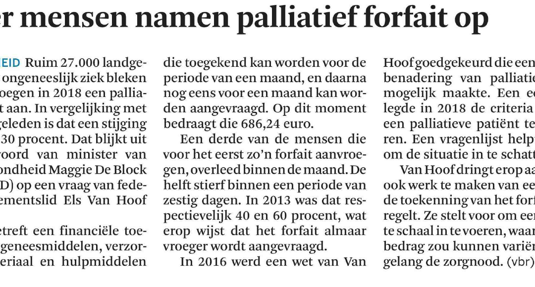 Palliatief forfait onvoldoende toegankelijk